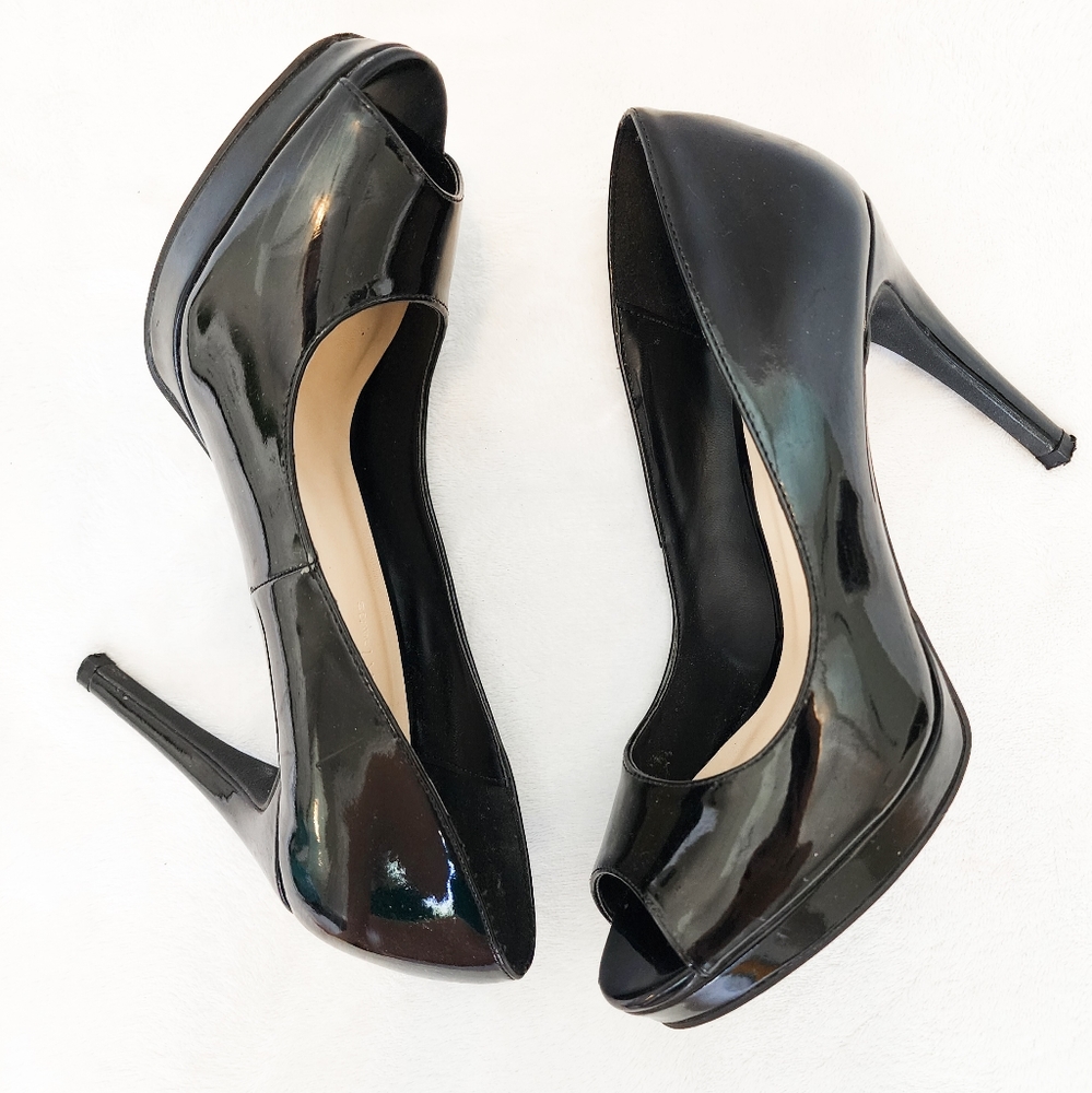 Womens Wild Diva Lounge Black Peep Toe Pumps Heels 4 Inch
